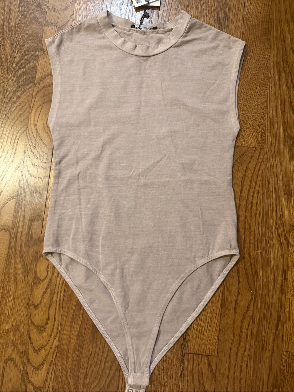 Zara Sleeveless One-Piece Bodysuit in Soft Beige